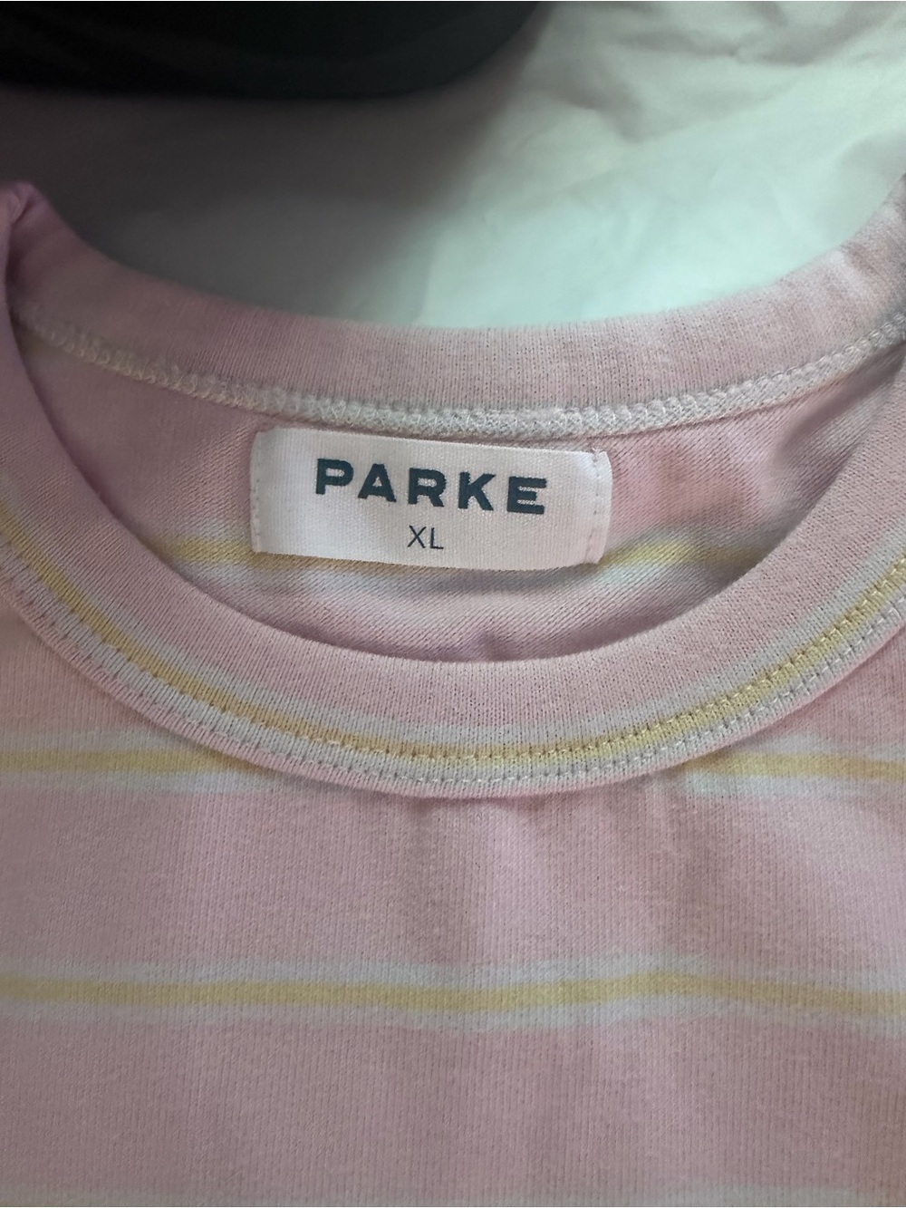PARKE BIRTHDAY COLLECTION pink Stripe tee size XL - Picture 3 of 4